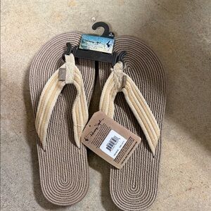Panama Jack Men's Tan and Beige Flip-Flops
